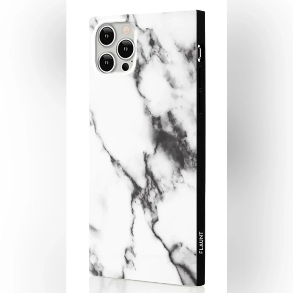 FLAUNT White Marble SQUARE iPhone 12 Pro/iPhone 12‎ Case